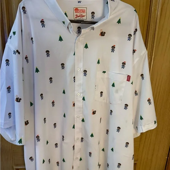 RSVLTS Bob Ross Christmas Shirt - White with Multicolor Accents - Picture 5 of 7